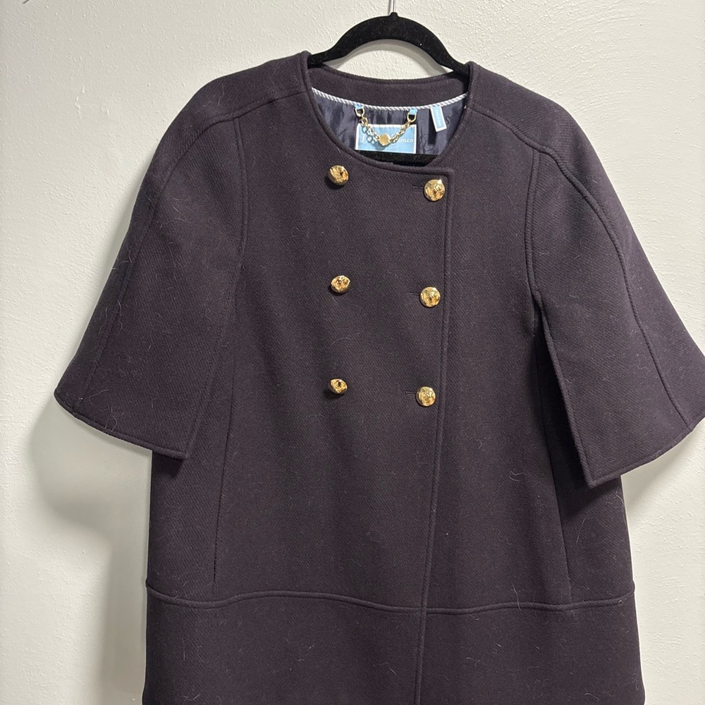 Draper James Dark Navy Blue Cape with Gold Accents